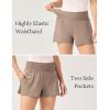 GYS Bamboo Viscose Micro Shorts for Women, Soft Lightweight Pajama Shorts, Smocked High Waist Mini Lounge Pants(Camel)
