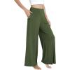 GYS Bamboo Viscose Pajama Pants for Women, Soft Wide Leg Flowy Palazzo Lounge Pants Comfy Pajama Bottoms with Pockets(Army Green)