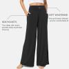 GYS Bamboo Viscose Pajama Pants for Women, Soft Wide Leg Flowy Palazzo Lounge Pants Comfy Pajama Bottoms with Pockets(Black)