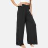 GYS Bamboo Viscose Pajama Pants for Women, Soft Wide Leg Flowy Palazzo Lounge Pants Comfy Pajama Bottoms with Pockets(Black)