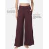 GYS Bamboo Viscose Pajama Pants for Women, Soft Wide Leg Flowy Palazzo Lounge Pants Comfy Pajama Bottoms with Pockets(Ficus Red)