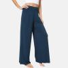 GYS Bamboo Viscose Pajama Pants for Women, Soft Wide Leg Flowy Palazzo Lounge Pants Comfy Pajama Bottoms with Pockets(Light Navy)
