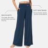 GYS Bamboo Viscose Pajama Pants for Women, Soft Wide Leg Flowy Palazzo Lounge Pants Comfy Pajama Bottoms with Pockets(Light Navy)
