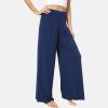 GYS Bamboo Viscose Pajama Pants for Women, Soft Wide Leg Flowy Palazzo Lounge Pants Comfy Pajama Bottoms with Pockets(Navy)