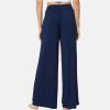 GYS Bamboo Viscose Pajama Pants for Women, Soft Wide Leg Flowy Palazzo Lounge Pants Comfy Pajama Bottoms with Pockets(Navy)