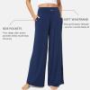 GYS Bamboo Viscose Pajama Pants for Women, Soft Wide Leg Flowy Palazzo Lounge Pants Comfy Pajama Bottoms with Pockets(Navy)