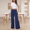GYS Bamboo Viscose Pajama Pants for Women, Soft Wide Leg Flowy Palazzo Lounge Pants Comfy Pajama Bottoms with Pockets(Navy)