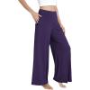 GYS Bamboo Viscose Pajama Pants for Women, Soft Wide Leg Flowy Palazzo Lounge Pants Comfy Pajama Bottoms with Pockets(Purple)