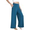 GYS Bamboo Viscose Pajama Pants for Women, Soft Wide Leg Flowy Palazzo Lounge Pants Comfy Pajama Bottoms with Pockets(Teal Blue)