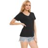 GYS Bamboo Viscose Pajamas Tops for Women, Cooling Basic T-Shirt, Soft Short Sleeve Sleep Shirts, Lightweight Pj Shirt(Black)