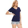 GYS Bamboo Viscose Pajamas Tops for Women, Cooling Basic T-Shirt, Soft Short Sleeve Sleep Shirts, Lightweight Pj Shirt(Navy)