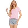 GYS Bamboo Viscose Pajamas Tops for Women, Cooling Basic T-Shirt, Soft Short Sleeve Sleep Shirts, Lightweight Pj Shirt(Pink)