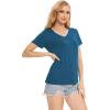 GYS Bamboo Viscose Pajamas Tops for Women, Cooling Basic T-Shirt, Soft Short Sleeve Sleep Shirts, Lightweight Pj Shirt(Teal Blue)