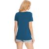 GYS Bamboo Viscose Pajamas Tops for Women, Cooling Basic T-Shirt, Soft Short Sleeve Sleep Shirts, Lightweight Pj Shirt(Teal Blue)