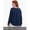 GYS Bamboo Viscose Sleep Shirt for Women, Long Sleeve Relaxed-Fit Casual Tee Shirt, Soft Cozy Pajama Tops(Navy)