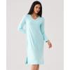 GYS Bamboo Viscose Soft Women’s Nightgowns Comfy Long Sleeve V Neck Sleep Dress(Aqua)