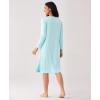 GYS Bamboo Viscose Soft Women’s Nightgowns Comfy Long Sleeve V Neck Sleep Dress(Aqua)