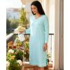 GYS Bamboo Viscose Soft Women’s Nightgowns Comfy Long Sleeve V Neck Sleep Dress(Aqua)
