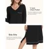 GYS Bamboo Viscose Soft Women’s Nightgowns Comfy Long Sleeve V Neck Sleep Dress(Black)