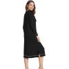 GYS Bamboo Viscose Soft Women’s Nightgowns Comfy Long Sleeve V Neck Sleep Dress(Black)