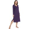 GYS Bamboo Viscose Soft Women’s Nightgowns Comfy Long Sleeve V Neck Sleep Dress(Deep Purple)