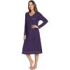 GYS Bamboo Viscose Soft Women’s Nightgowns Comfy Long Sleeve V Neck Sleep Dress(Deep Purple)