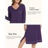 GYS Bamboo Viscose Soft Women’s Nightgowns Comfy Long Sleeve V Neck Sleep Dress(Deep Purple)