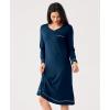 GYS Bamboo Viscose Soft Women’s Nightgowns Comfy Long Sleeve V Neck Sleep Dress(Ink Blue)