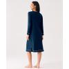 GYS Bamboo Viscose Soft Women’s Nightgowns Comfy Long Sleeve V Neck Sleep Dress(Ink Blue)