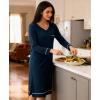 GYS Bamboo Viscose Soft Women’s Nightgowns Comfy Long Sleeve V Neck Sleep Dress(Ink Blue)