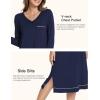 GYS Bamboo Viscose Soft Women’s Nightgowns Comfy Long Sleeve V Neck Sleep Dress(Navy)