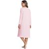 GYS Bamboo Viscose Soft Women’s Nightgowns Comfy Long Sleeve V Neck Sleep Dress(Pink)