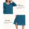 GYS Bamboo Viscose Soft Women’s Nightgowns Comfy Long Sleeve V Neck Sleep Dress(Teal Blue)