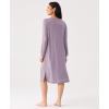 GYS Bamboo Viscose Soft Women’s Nightgowns Comfy Long Sleeve V Neck Sleep Dress(Violet)