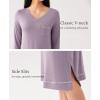 GYS Bamboo Viscose Soft Women’s Nightgowns Comfy Long Sleeve V Neck Sleep Dress(Violet)