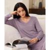 GYS Bamboo Viscose Soft Women’s Nightgowns Comfy Long Sleeve V Neck Sleep Dress(Violet)