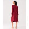 GYS Bamboo Viscose Soft Women’s Nightgowns Comfy Long Sleeve V Neck Sleep Dress(Wine)