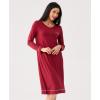 GYS Bamboo Viscose Soft Women’s Nightgowns Comfy Long Sleeve V Neck Sleep Dress(Wine)