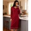 GYS Bamboo Viscose Soft Women’s Nightgowns Comfy Long Sleeve V Neck Sleep Dress(Wine)