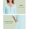 GYS Bamboo Viscose Women’s Nightgowns 3/4 Sleeve V Neck Comfy Knee-length Sleepwear(Aqua)