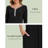 GYS Bamboo Viscose Women’s Nightgowns 3/4 Sleeve V Neck Comfy Knee-length Sleepwear(Black)