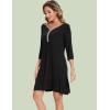 GYS Bamboo Viscose Women’s Nightgowns 3/4 Sleeve V Neck Comfy Knee-length Sleepwear(Black)