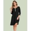 GYS Bamboo Viscose Women’s Nightgowns 3/4 Sleeve V Neck Comfy Knee-length Sleepwear(Black)