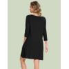 GYS Bamboo Viscose Women’s Nightgowns 3/4 Sleeve V Neck Comfy Knee-length Sleepwear(Black)