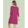 GYS Bamboo Viscose Women’s Nightgowns 3/4 Sleeve V Neck Comfy Knee-length Sleepwear(Grape Purple)