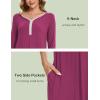 GYS Bamboo Viscose Women’s Nightgowns 3/4 Sleeve V Neck Comfy Knee-length Sleepwear(Grape Purple)