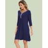 GYS Bamboo Viscose Women’s Nightgowns 3/4 Sleeve V Neck Comfy Knee-length Sleepwear(Navy)