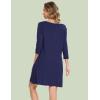 GYS Bamboo Viscose Women’s Nightgowns 3/4 Sleeve V Neck Comfy Knee-length Sleepwear(Navy)