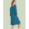 GYS Bamboo Viscose Women’s Nightgowns 3/4 Sleeve V Neck Comfy Knee-length Sleepwear(Teal Blue)