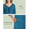 GYS Bamboo Viscose Women’s Nightgowns 3/4 Sleeve V Neck Comfy Knee-length Sleepwear(Teal Blue)